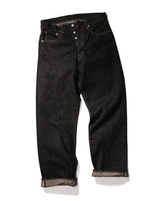 JUMBO 14.5oz セルビッチ ヴィンテージストレートブラックデニムジーンズ【SBJ-145-555BK】